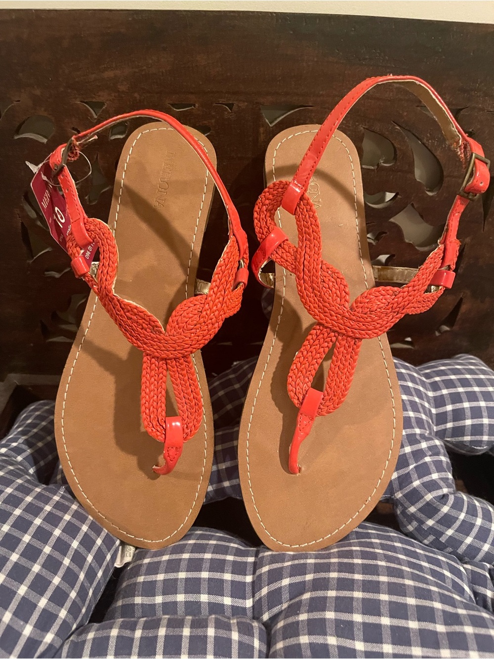 Merona Coral Braided T-Strap Sandals